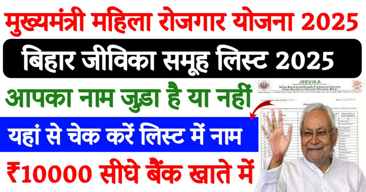 Mukhymantri Mahila Rojgar Yojna 2025 Online Apply , Member Check List Download